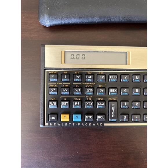 Vintage Hewlett Packard HP 12C Financial Calculator Gold w/Case WORKING - Picture 2 of 10
